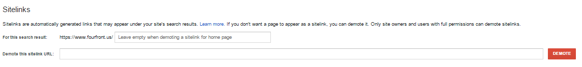 demote a sitelink in google search console