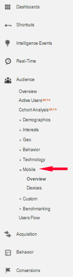 google analytics mobile audience section navigation