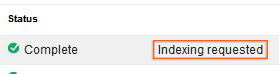 Screenshot: Google Search Console indexing requested