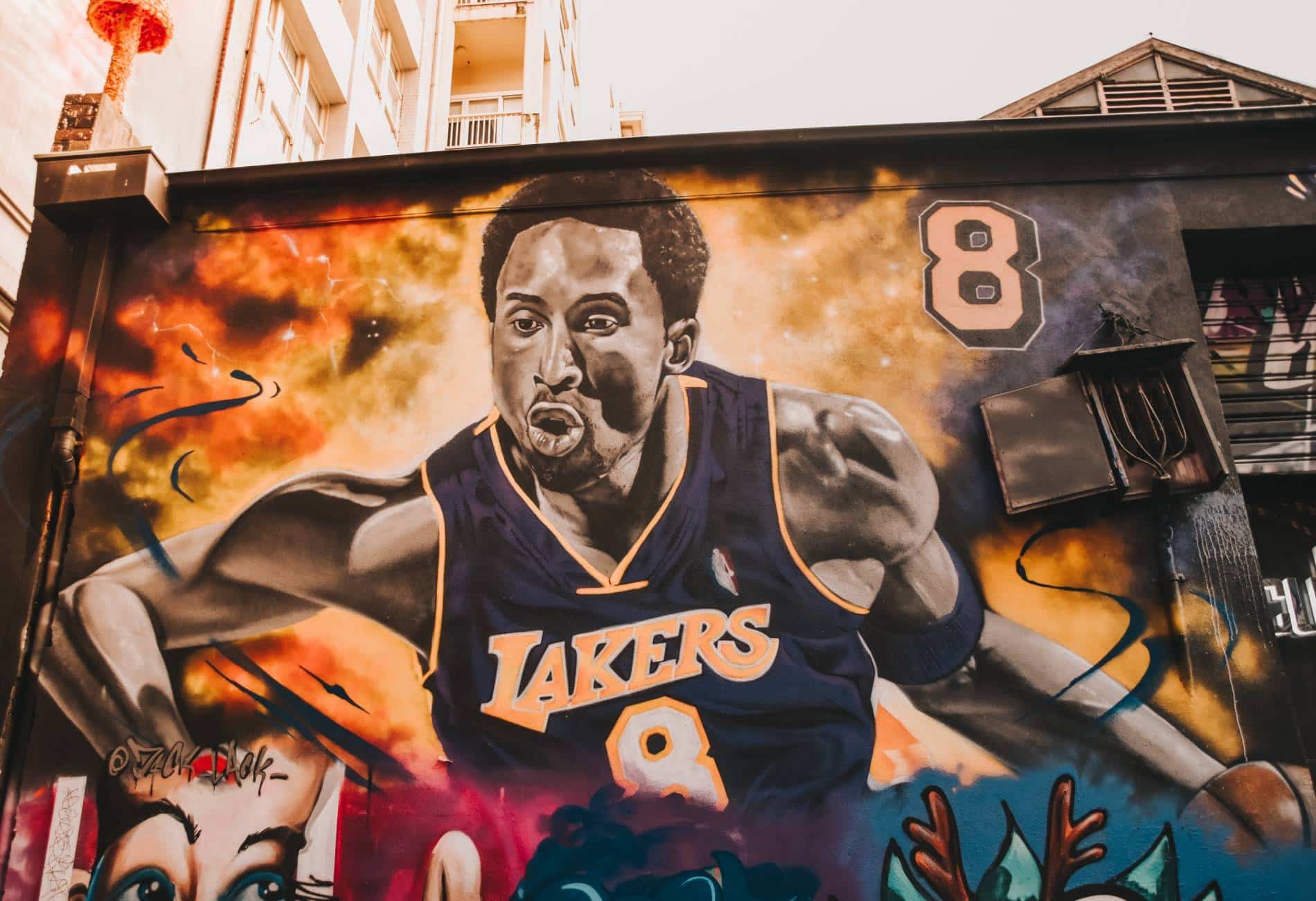 Mural of basketball player Kobe Bryant.