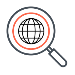 Search icon with globe